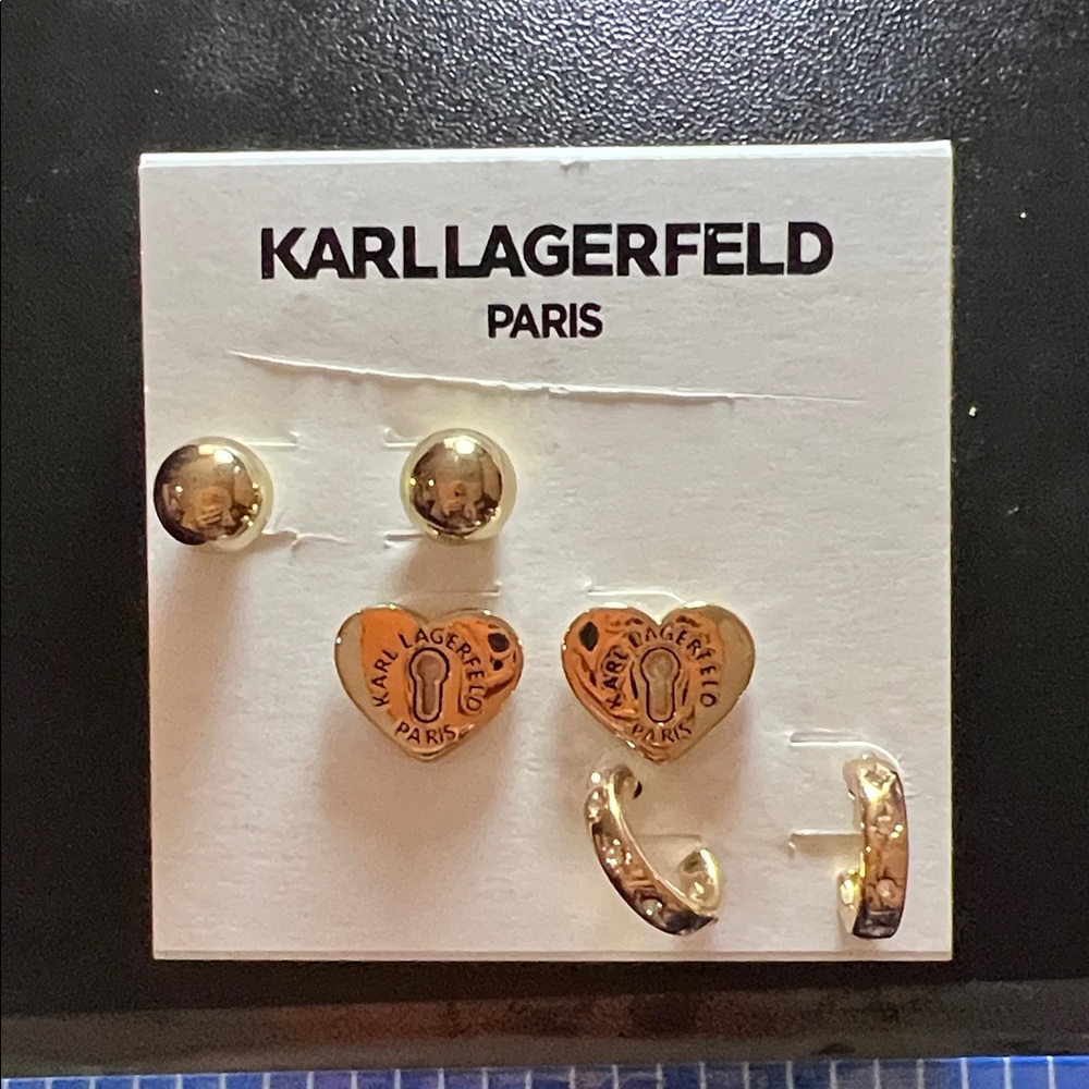 Karl Lagerfeld Gold Earring Trio